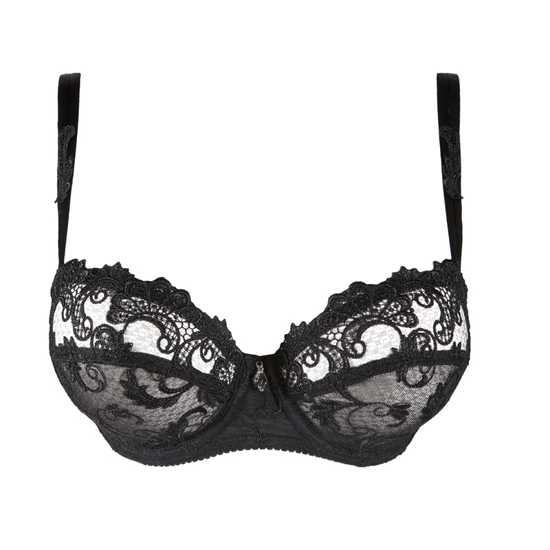 Lise Charmel Dressing Floral Guipure Charming Underwired Half Cup Bra Noir
